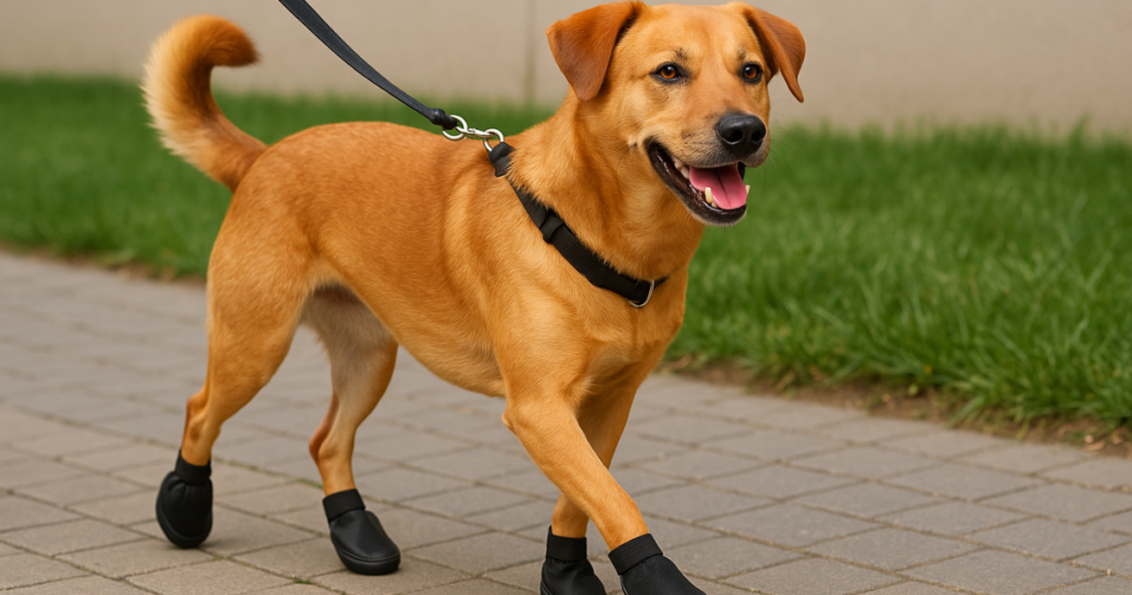 Pet usando botinhas para proteger as patas