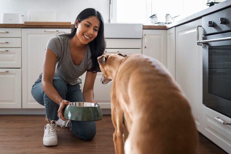 Petiscos para cães e gatos sendo oferecidos